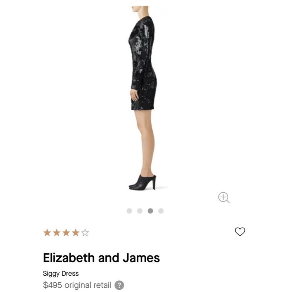 Elizabeth and James Womens Sequined V Neck Siggy Dress Black Size 4